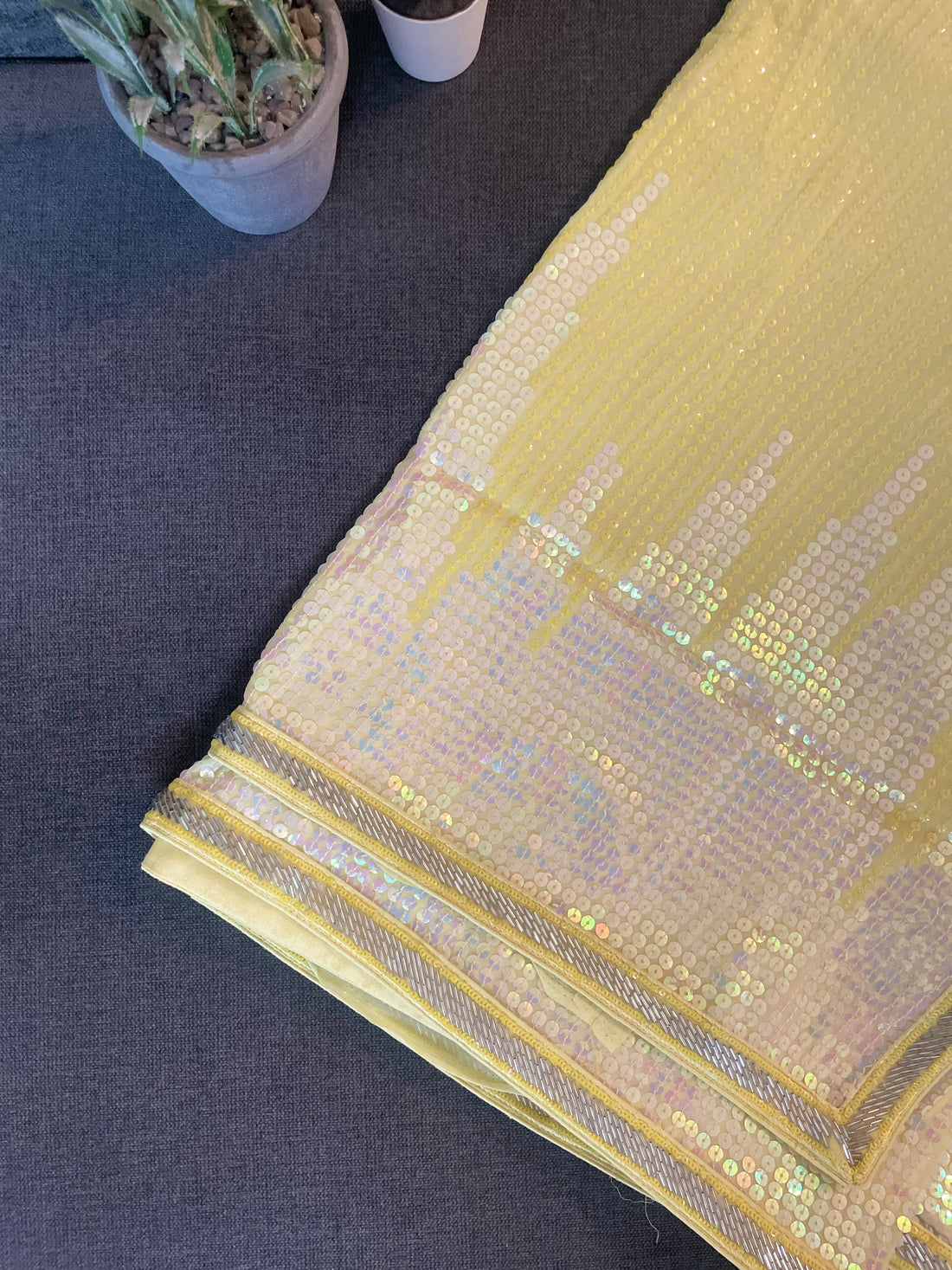 Jhilmil Yellow Sequence Georgette Saree