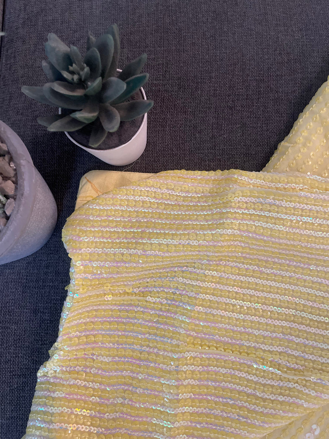 Jhilmil Yellow Sequence Georgette Saree