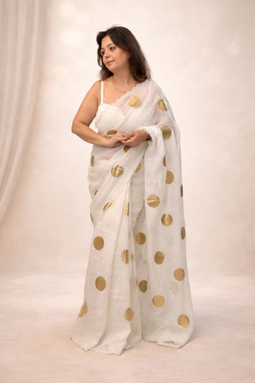 Chandni Linen Polka Saree