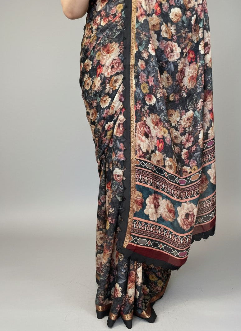 Mahek Black Floral Saree