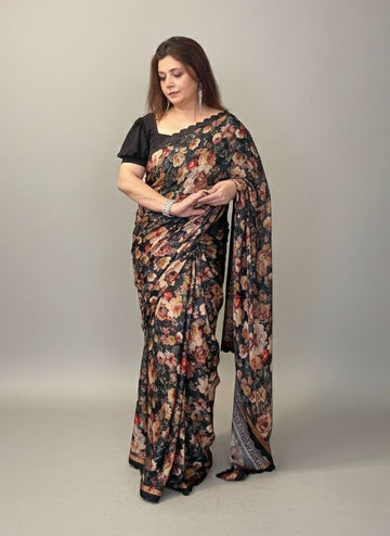 Mahek Black Floral Saree